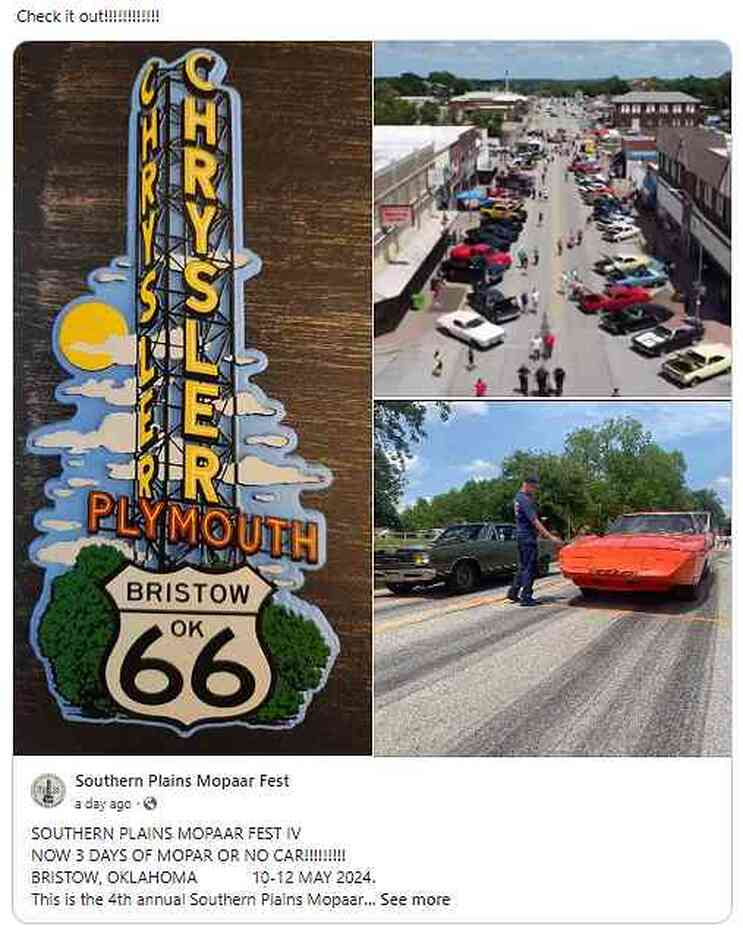 Coming Events Calendar Central Oklahoma MOPAR Association